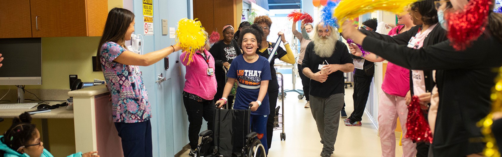 Young patient leaving hospital